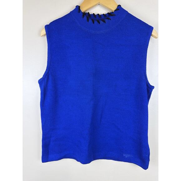 St. John Sport by Marie Gray Women’s Knit Sweater Vest Royal Blue Size M Preppy - Picture 1 of 10